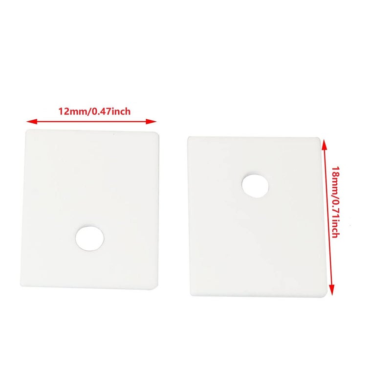 PZRT 10PCS White Ceramic Sheet High Thermal Conductivity Alumina Ceramic Sheet Ceramic Insulating Gasket 12x18x0.6MM Perforated Ceramic Transistor SCR Thyristor Insulators for IC MOS Triodes - Image 3